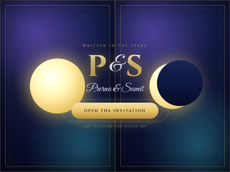 Celestial Night wedding website preview