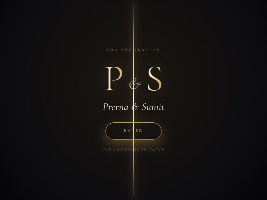 Obsidian Gold wedding website preview